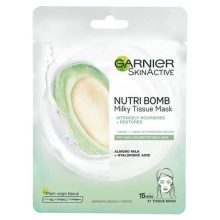 ماسک ورقه ای آبرسان شیر بادام و آووکادو گارنیه مدل NUTRI BOMB