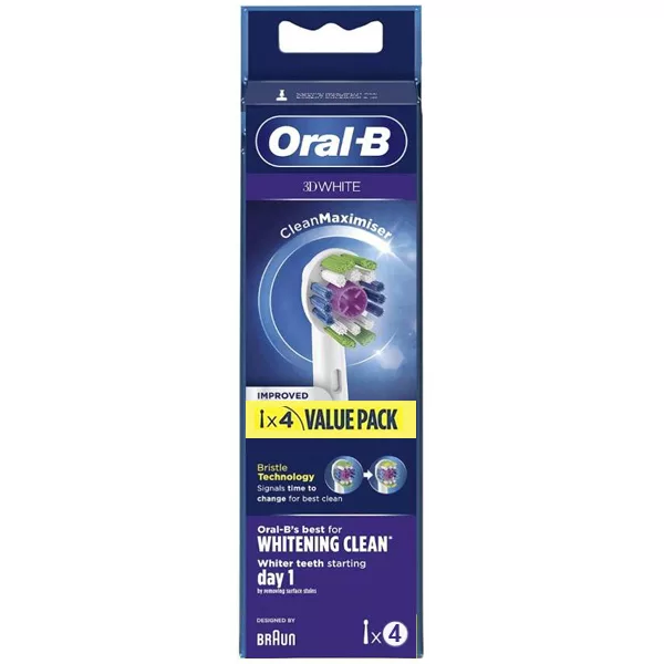 سری یدک مسواک برقی اورال بی مدل 3D WHITE بسته 4 عددی