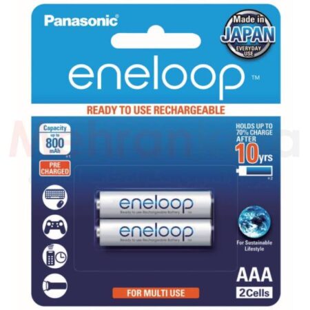 باتری نیم قلمی قابل شارژ پاناسونیک مدل eneloop ظرفیت 800 میلی آمپر