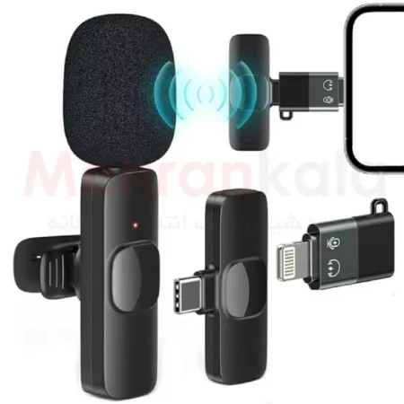میکروفون بی سیم یقه ای وان پرو مدل PRO K9 رابط لایتنیتگ و تایپ سی